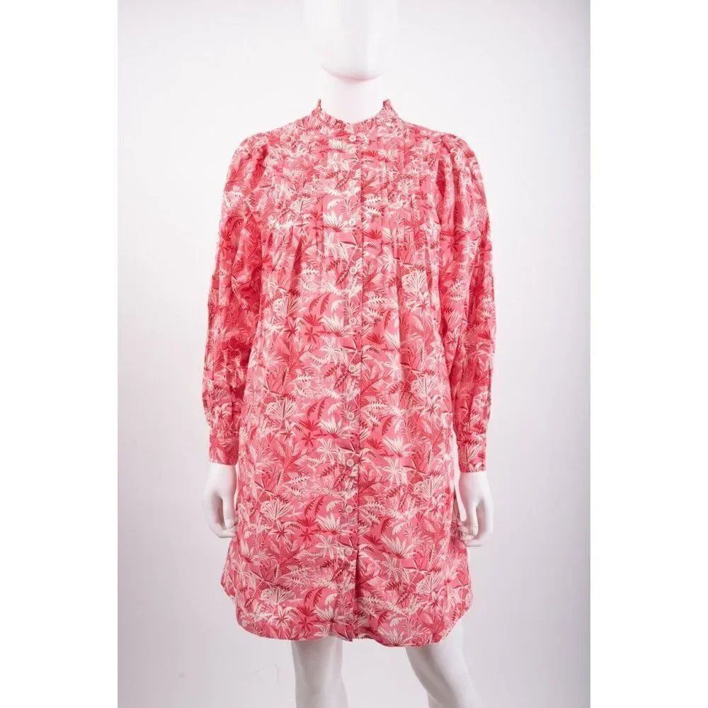 Boden Womens Antonia Shirt Dress UK 6P US 2P Pink Tropical Palm Print NWT